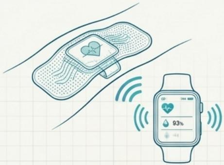 远程监测 IoT 线稿：可穿戴健康贴片与智能手表