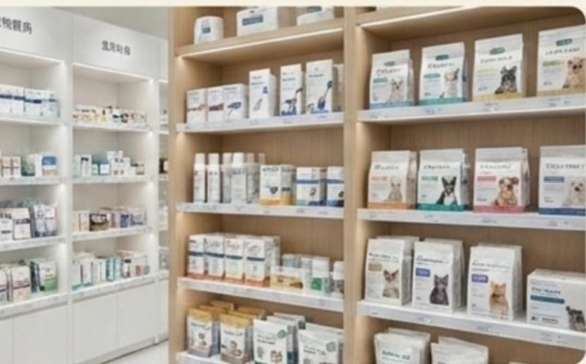 社区宠物药店货架陈列实拍
